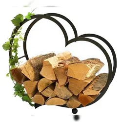 DanDiBo Kaminholzregal Innen Metall Herz Kaminholzständer 64 cm 181134 Holzkorb Kaminholzhalter Feuerholzhalter