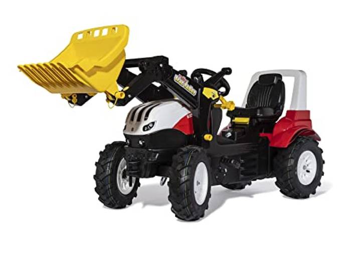ROLLY TOYS rollyFarmtrac Steyr 6300 Terrus CVT 730025 (von3-8 Jahre, inkl. rollyTrac Lader und rollyAir Tyres, Sitz längen-und höhenverstellbar), rot