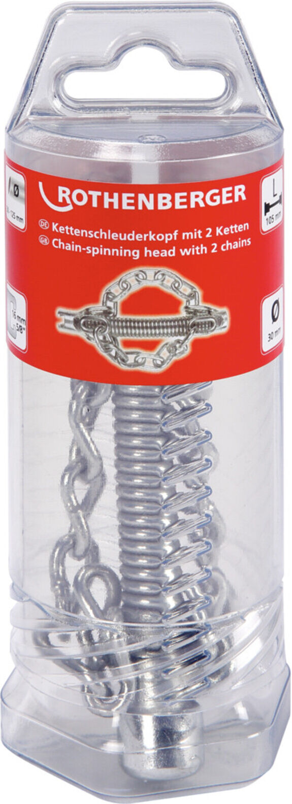 Rothenberger Kettenschleuderkopf mit 2 glatten Ketten, 16 mm (072185F)