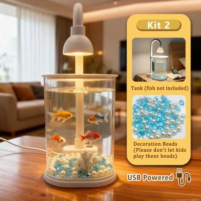 Inspired Living Desktop Aquarium Starter Kit With LED Light Small Betta Fish Tank For Kids, Home & Office 2