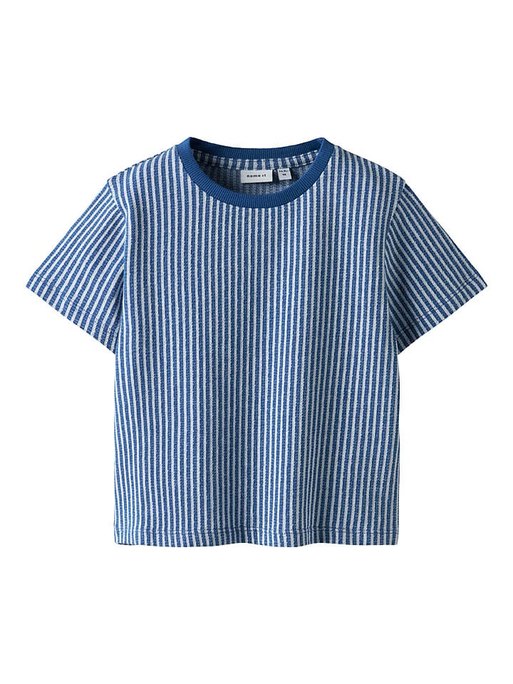 name it Shirt "Hans" in Blau/ Weiß - 110