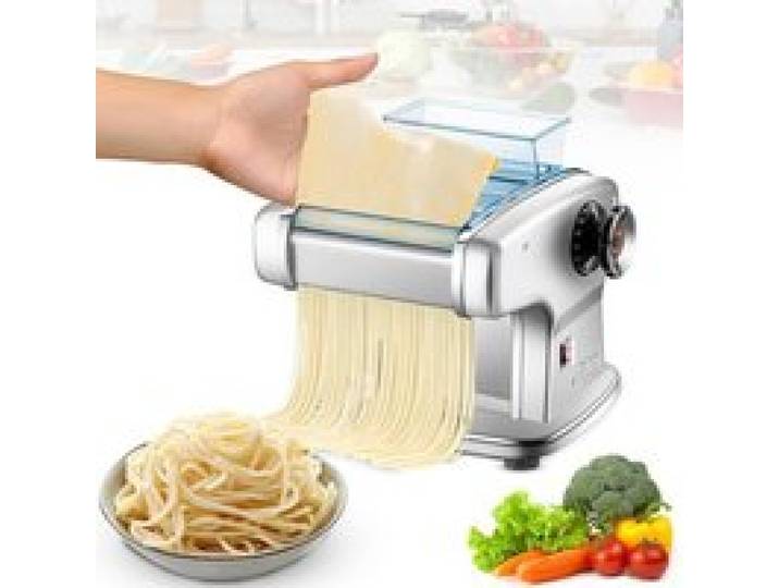 Machine À Pâtes Électrique 135W En Inox 4 Lames 2/2 5/4/9mm 9 Épaisseurs Réglables Pour Spaghetti Lasagnes Et Nouilles
