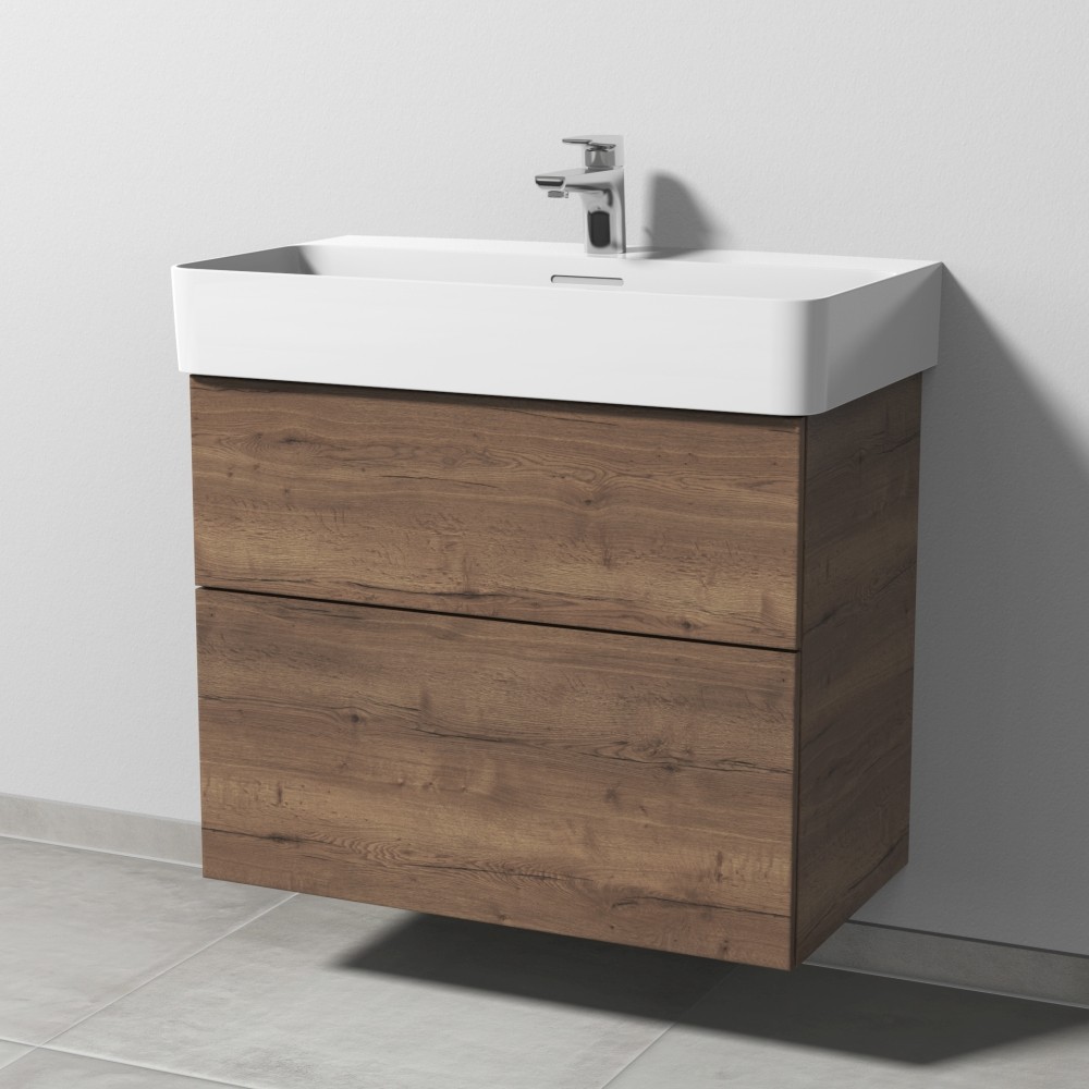 Sanipa 3way Waschtischunterbau zu Laufen VAL Waschtisch mit 2 Auszügen, Eiche-Tabak, SM82350 SM82350