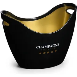 Relaxdays Sektkühler 8l in Schwarz/Gold, Flaschenkühler, Schwarz, Gold