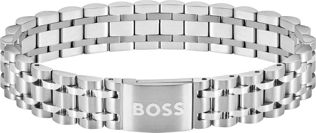 Armband BOSS "OWAN", silber (edelstahlfarben), Armbänder, 19cm, Edelstahl, Armband