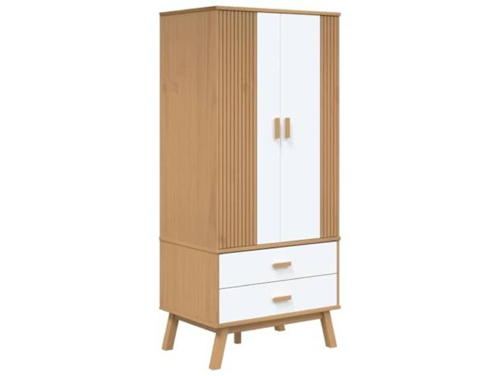 Makastle Kleiderschrank Kiefer Massivholz 76,5x53x172cm Weiß