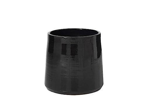 J-Line Ronde keramische bloempot - Zwart - Large - Ø 28 cm