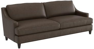 Cameron Leather Sofa - Taupe Leather, Taupe Flannel - Ballard Designs