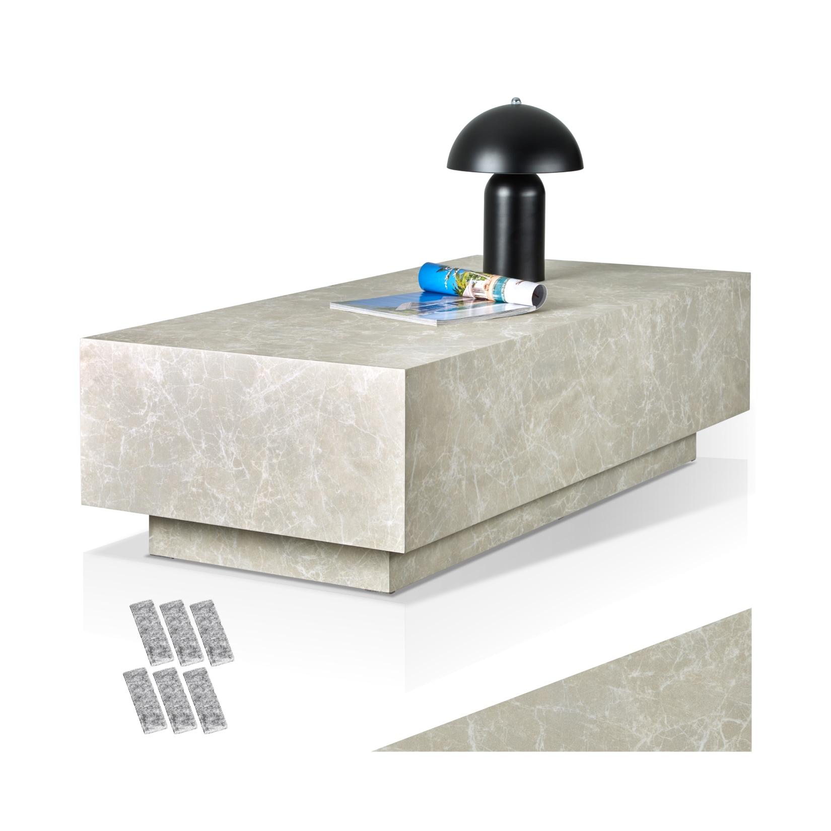 tectake® Couchtisch, minimalistisches Design, solider Standfuß für hohe Stabilität, inkl. Bodenschoner, Belastbarkeit 45 kg