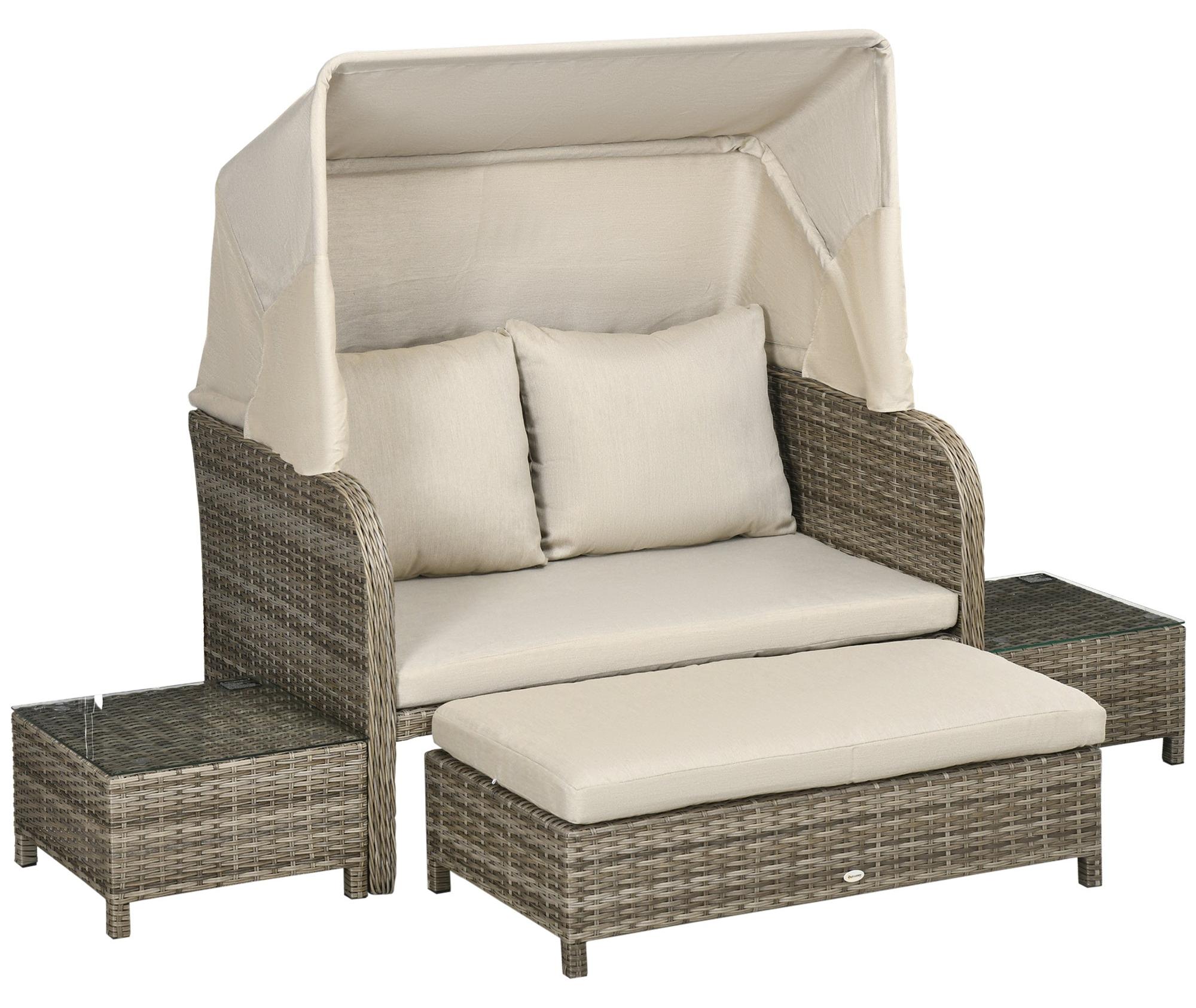 Gartenmöbel-Set - Lounge-Set - Lounge-Möbel - Gartenmöbel - Fußstütze - Wetterbeständiges, verzinktes Metall