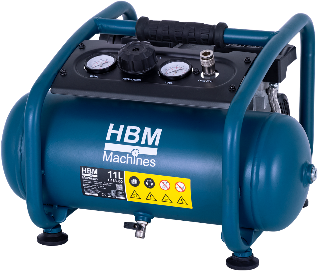 HBM compresseur sans huile, 11 litres, 10 bar, 1 CV