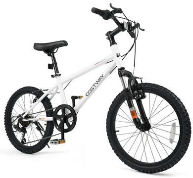 Costway Kids Mountain Bike 20 24 Inch Child Bicycle for Boys Girls Aged 8+ Years Old White-20 Inch