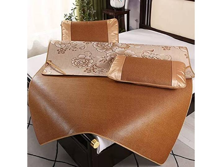IPAGSEFWE Kühlende Matratzenauflage aus Rattan und Bambus Braune Sommerkühlung in mehreren Größen for Betten und Böden(Brown B,150x200cm)