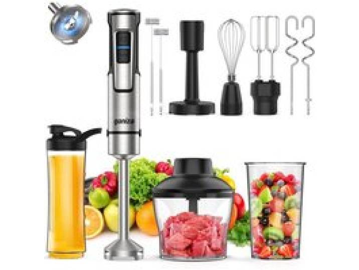Mixeur plongeant 10-en-1 1200W vitesse réglable + turbo double mousseur lait sauces et smoothies