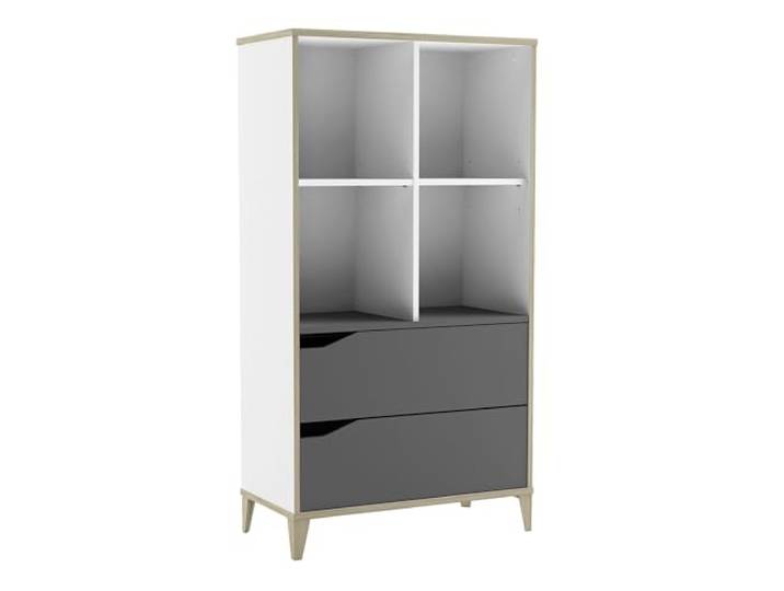 Bibliothèque Genius: Meuble de Rangement Chambre Enfant - etagère Avec 2 Tiroirs en 4 Niches voor de rangement van Jouet & Livre