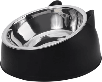 Inspire Essentials PurrEase Elevated Cat And Dog Feeding Bowl With Stainless Steel Liner black