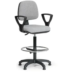 Bürostuhl MILANO mit Stützring, Armlehnen, grau