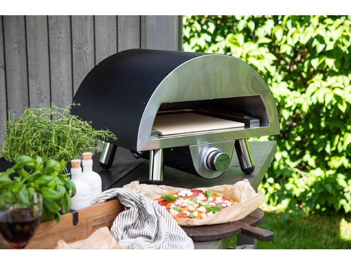 Pizzaofen Neapel - aus Stahl, Edelstahl und Keramik in Schwarz - Schwarz - Luxusbetten24