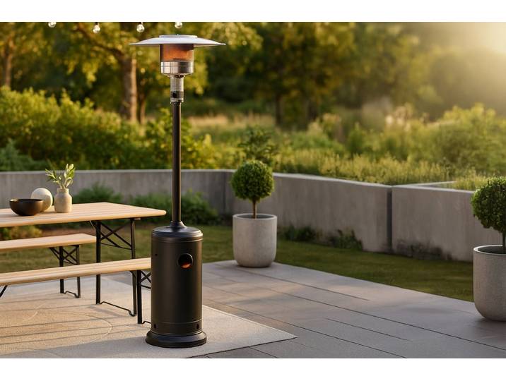 Terrassenheizer Fiero - aus Metall in Schwarz - Schwarz-Silber - Luxusbetten24