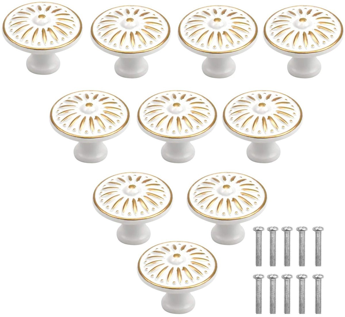 Dailygoods Ladeknoppen Vintage 35 mm - 10 stuks - Aluminiumlegering - Geschikt voor kast en lade