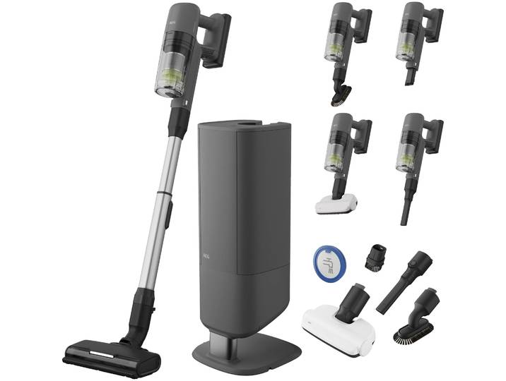AEG Akku-Hand-und Stielstaubsauger AP72UB21ES , grau (dunkelgrau), Akkusauger, Leistungsstark-HEPA-Filter; hygienischer All-in-One Station, Akku-Hand-und Stielstaubsauger