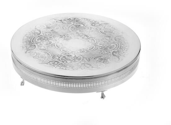 Arthur Price of England Silver Plate Round 16 Wedding Cake Stand with Gallery Border