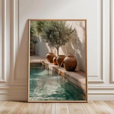 Inspired Finds Minimalist Mediterranean Olive Tree Canvas Print For Natural Home Decor courtyard Pool 11.81x17.72in No Frame