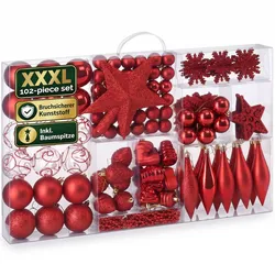 Casaria Weihnachtskugeln Christbaum Schmuck 102tlg. Rot