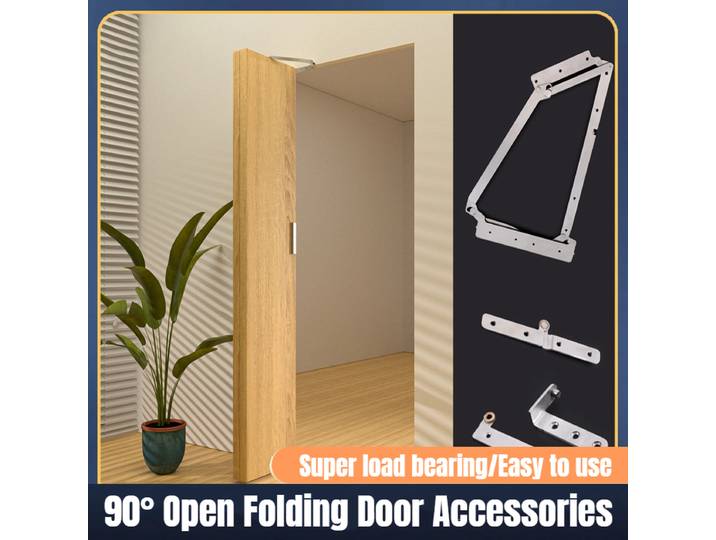 90 ° Porte pliante ouverte en acier inoxydable 304, quincaillerie pour chambre à coucher, salon, porte en bois, accessoires de porte pliante sans rail