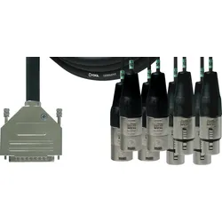 CFD 3 DFMY - CORDIAL 1x D-Sub, 4x XLR male 3 pol, 4x XLR female 3 pol, 3,00m
