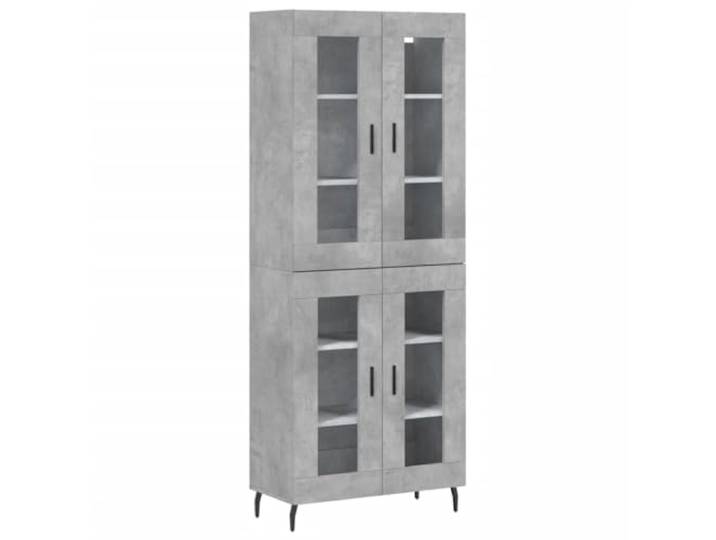 KKgypkn Highboard Betongrau 69,5x34x180 cm Holzwerkstoff Viel Stauraum, Metallfuse, Stabil, Feuchtigkeitsbestaendig, Mit Wandhalterung