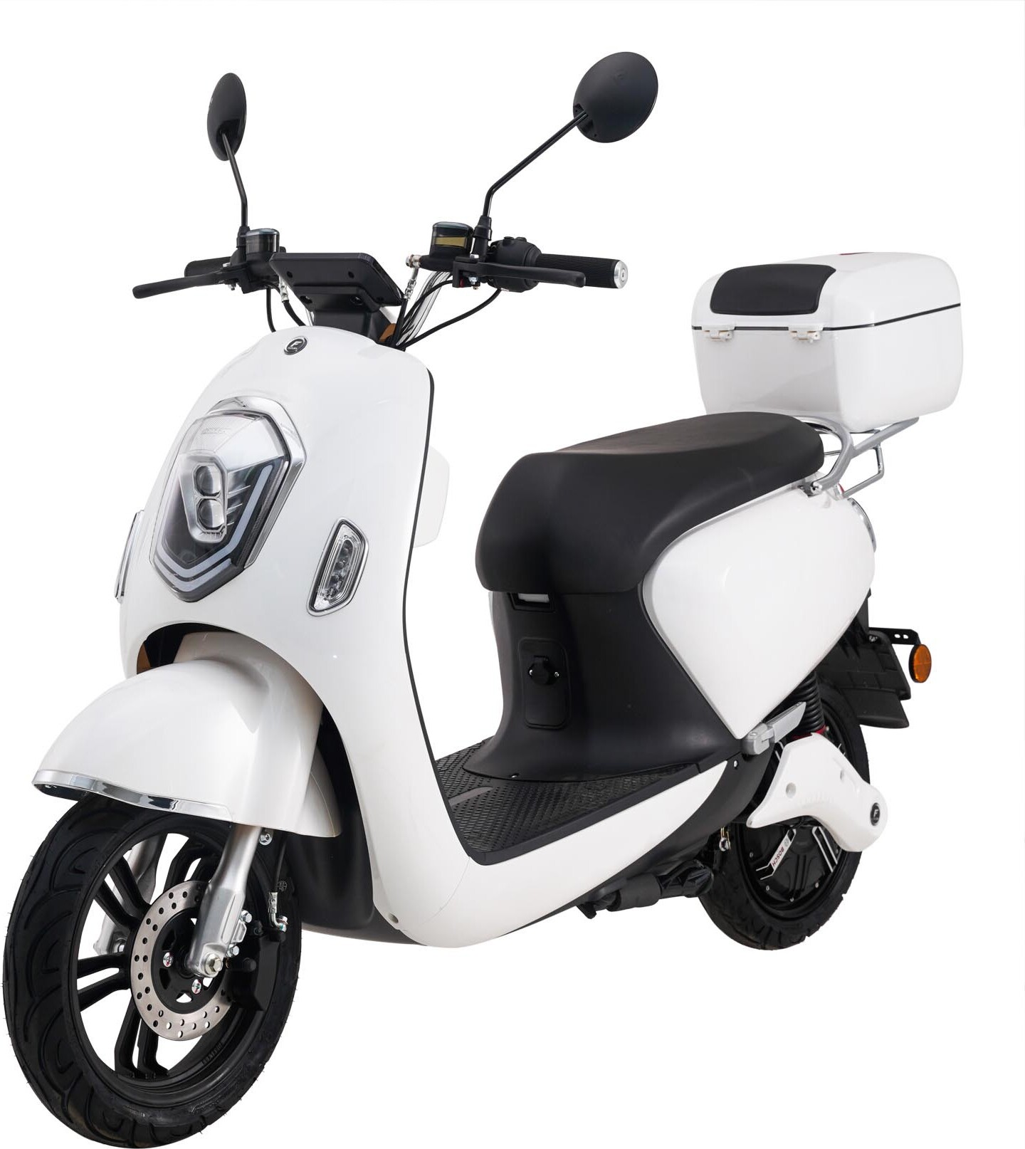 Elektroroller Elettrico 2.0 Li, 3000 Watt, bis zu 60 km Reichweite, E-Scooter, Elektro-Roller, E-Roller mit Straßenzulassung, 25 km/h, herausnehmbarer Lithium-Akku (Weiß)