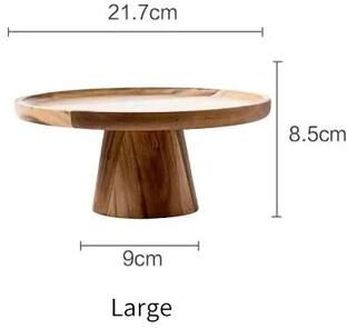 Inspired Finds KEMORELA High Stand Wooden Cake Plate Eco Natural Wood Serving Tray large (8.54in)