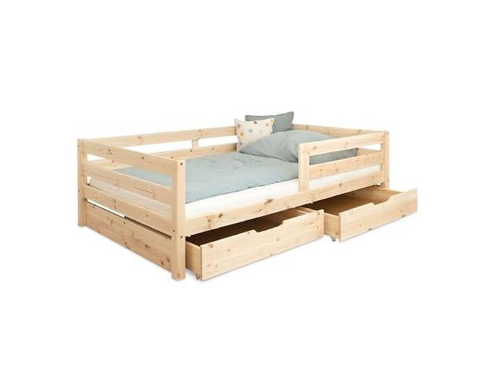 Ehrenkind® Kinderbett Sona mit Doppelschublade aus massivem Kiefernholz Natur 90x200 cm