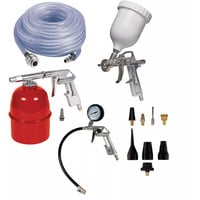 Druckluft-Zubehörset, 13-teilig, Ausblas-Werkzeug inkl. Reifenfüllgerät, Farbspritzpistole, Sandstrahlpistole
