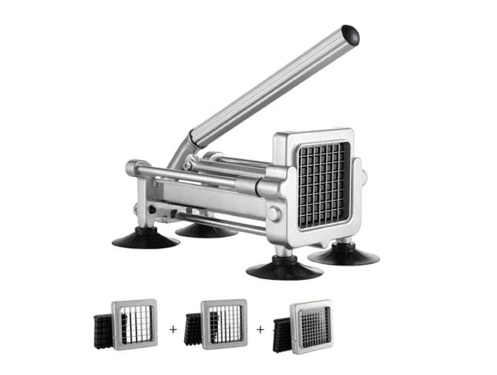 VEVOR Coupe-Frites Manuel\, Coupe-Légumes Multifonction avec Lame en Inox de 12\,7 mm\, 9\,5 mm et 6\,35 mm\, Coupe Pomme de Terre Patates avec Ventouse\, pour Concombres\, Carottes\,Restaurant\, Cuisine