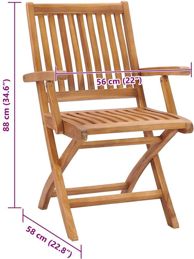 vidaXL Klappstühle mit Kissen, 8-teilig, Massivholz Teakholz