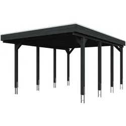Skan Holz Friesland - Flachdach Carport aus Nadelholz Breite 402 cm 402 x 555 cm (Gr.1) Stahl-Dachplatten (Trapezblech) verzinkt und beschichtet anthrazit
