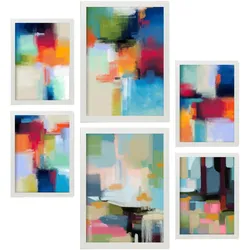 POSTER Set Mit 6 Victorian Shades 2 In Farbenfrohe Zusammenfassungen A3 & A4 Weißer Rahmen