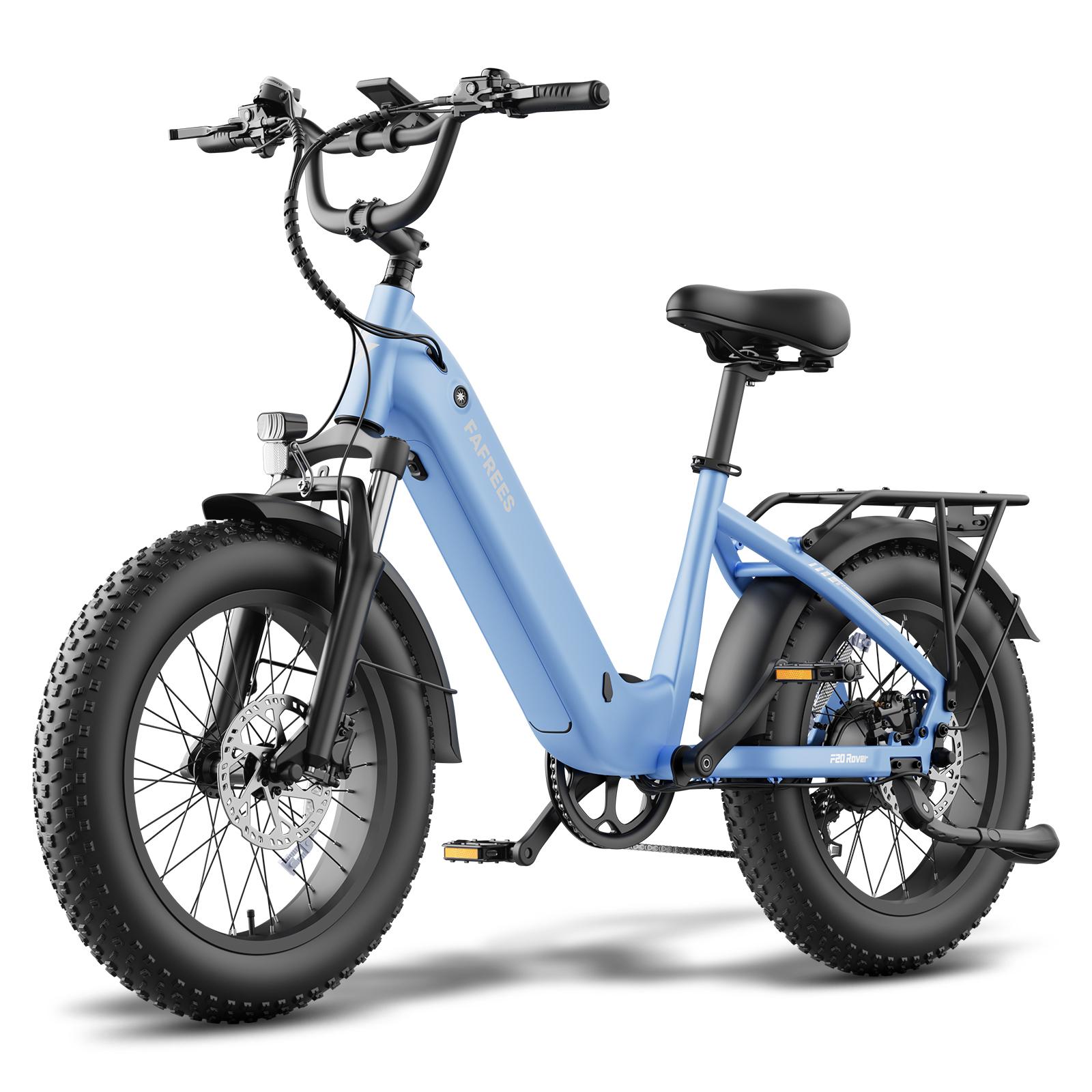 F20 Rover City-Elektrofahrrad, niedriger Einstieg, 250 W, 48 V 15 Ah, bis 150 kg, blau