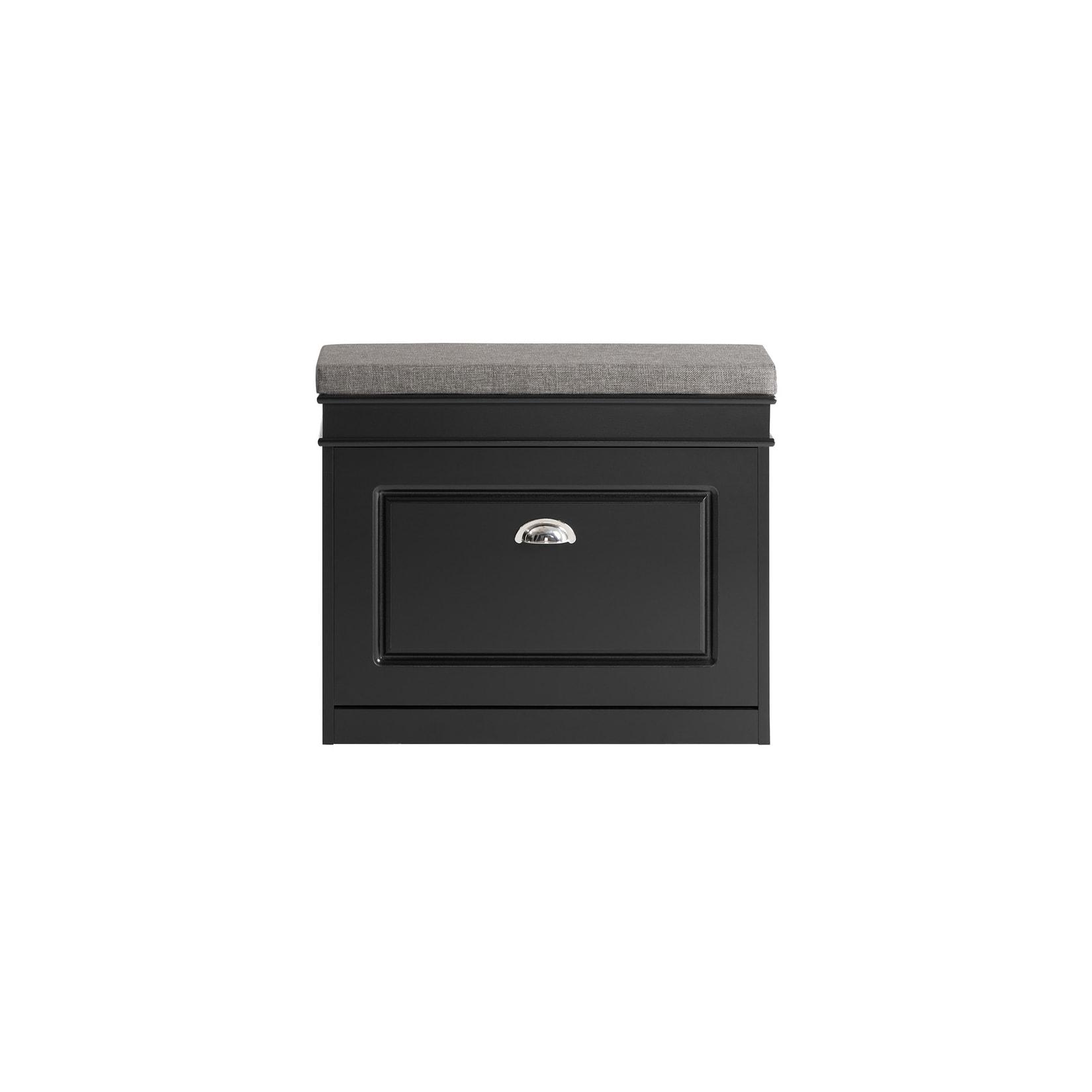 SoBuy Schuhbank mit 1 Tür Schwarz 61x24x51cm Funktional