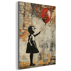 METALLBILD Graffiti - Banksy - Mädchen - Straßenkunst 60x80 cm