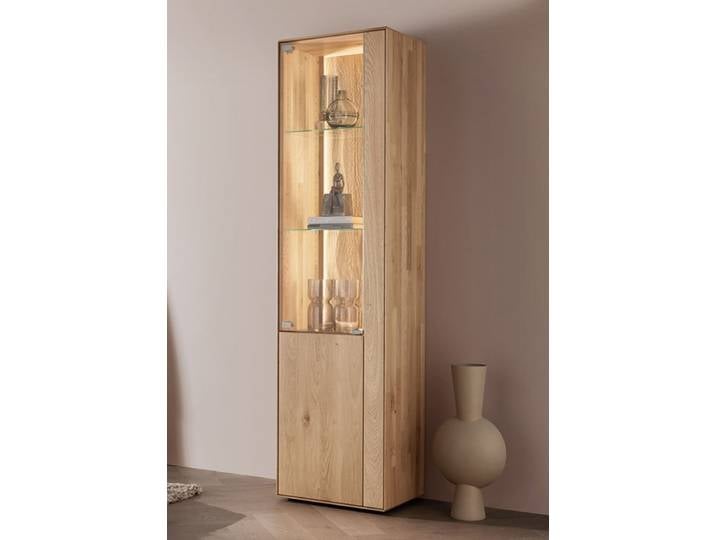 Vitrine inkl. Beleuchtung 51x196cm 'Kingston' Wildeiche massiv Linksanschlag