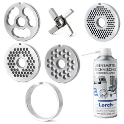 Set Fleischwolf Schneidsatz R70 Unger mit Bund -klein- mit LORCH-Spray - Lochscheiben Kreuzmesser