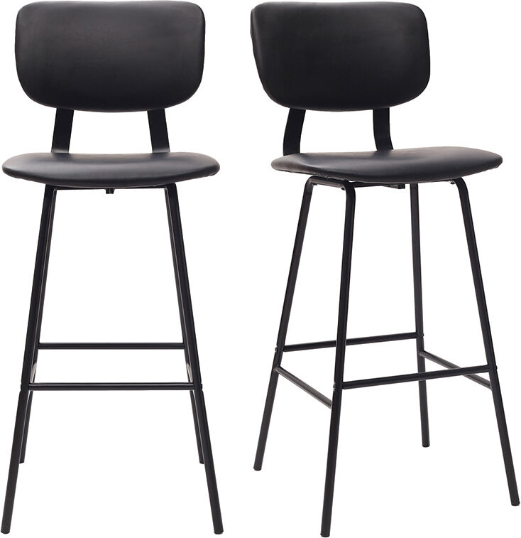 Miliboo Design-Barhocker Schwarz mit Metallbeinen 75 cm (2 Stk.) LAB