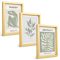 BILDER SET 3er Set - 20x30 cm Goldrahmen - Matisse Aquarell Boho-Design