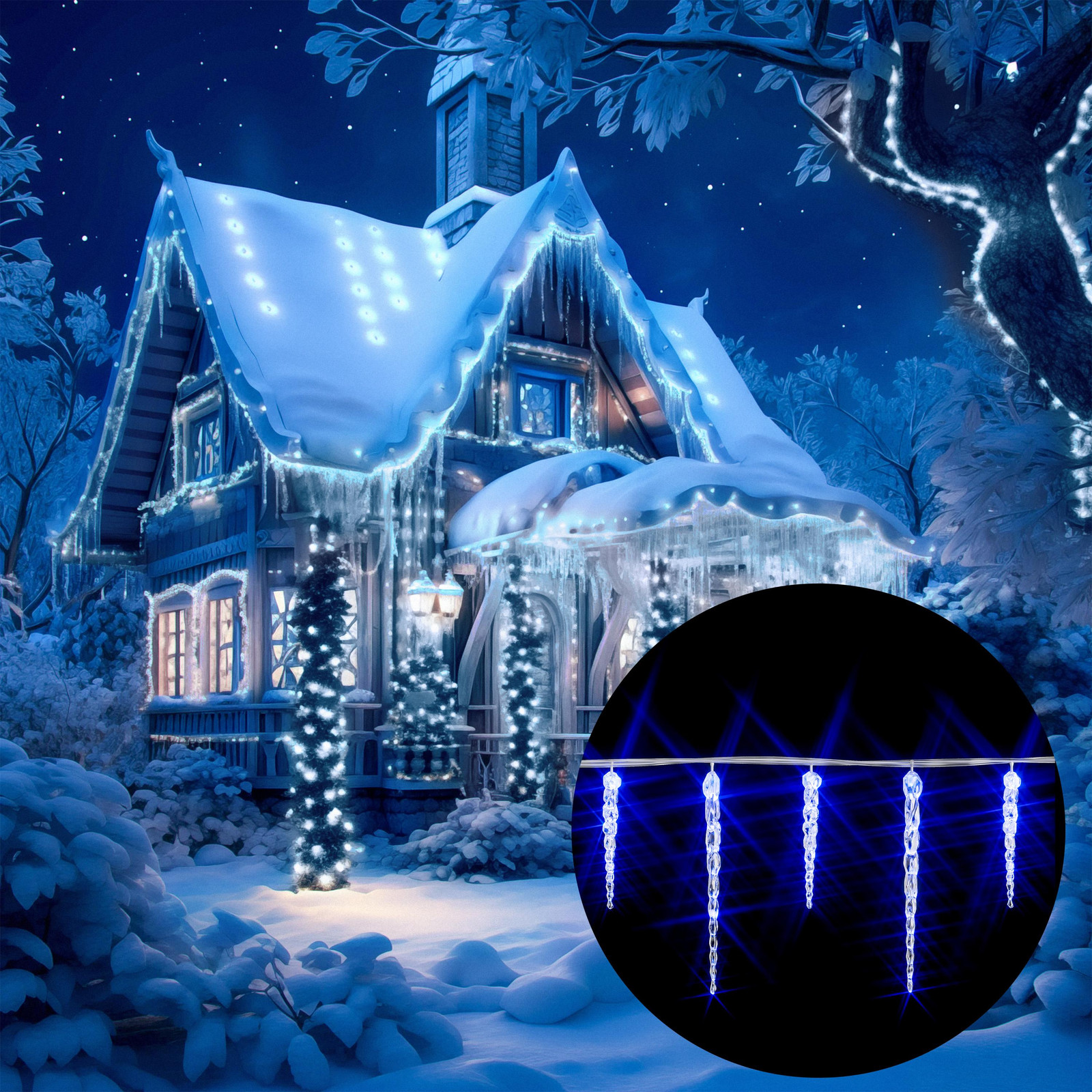 Monzana Sprookjesverlichting Kerst Ijspegels 40 LED Blauw 10,5m