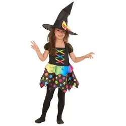 Kinderkleid Hexe, schwarz/bunt