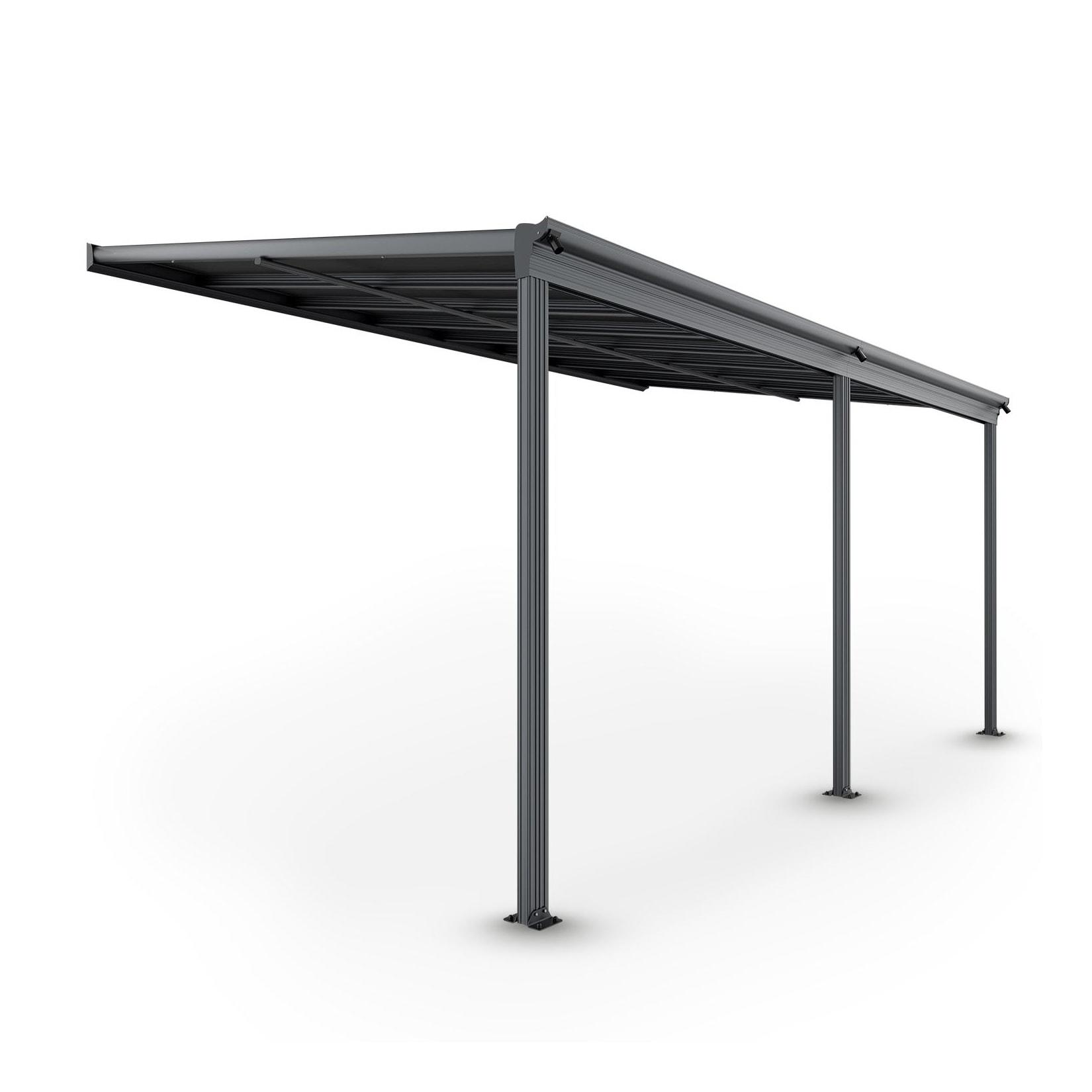 Juskys Terrassendach Borneo 5x3 m Aluminium mit Doppelstegplatten Terrassenüberdachung Dunkelgrau