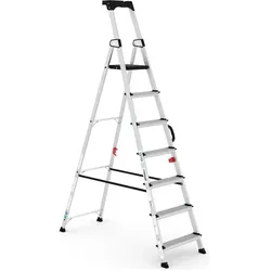Persum, Leiter + Gerüst, 7-stufige Deluxe-Profi-Aluminiumleiter (Stehleiter)